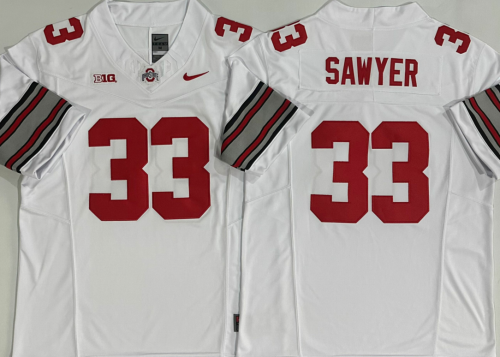 Ohio State 33 Jack Sawyer College Football Jersey White Three Dynasties
