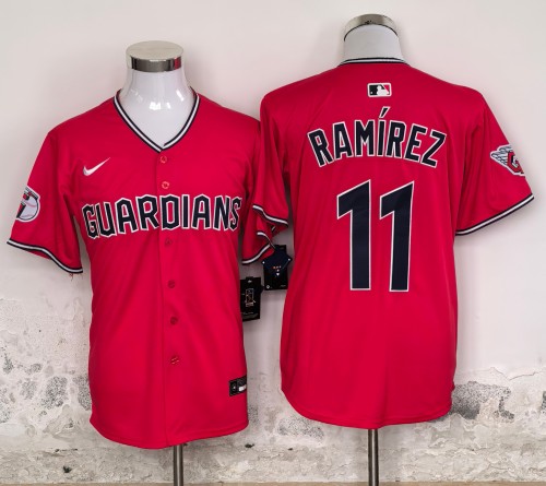 Nike Cleveland indians 11 Jose Ramirez Baseball Jersey Red