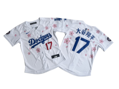 Women Nike Los Angeles Dodgers  17 大谷翔平 Baseball Jersey White Cherry Blossom Edition
