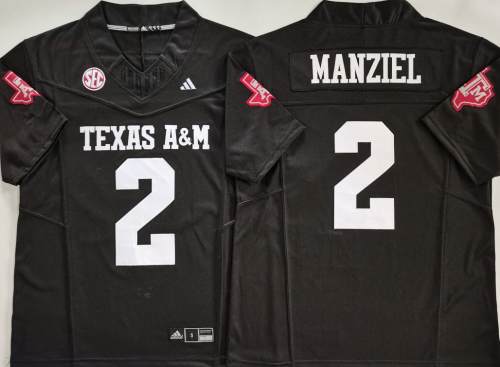 Texas A&M Aggies 2 Johnny Manziel College Football Jersey Black Three Dynasties