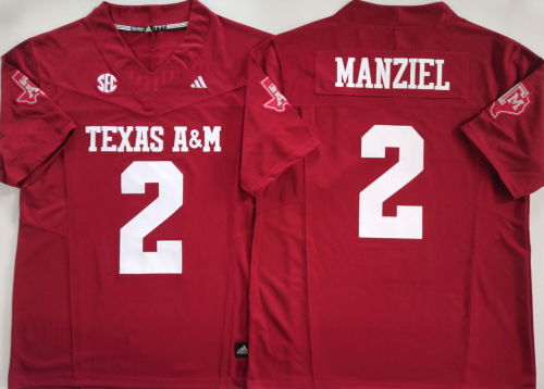 Texas A&M Aggies 2 Johnny Manziel College Football Jersey Red Three Dynasties