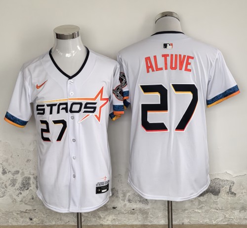 Nike Houston Astros 27 Jose Altuve Baseball Jersey White