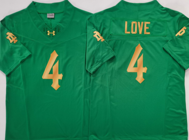 Norte Dame Fighting Irish 4 Jeremiyah Love College Football Jersey Green Three Dynasties