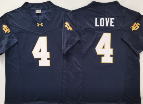 Norte Dame Fighting Irish 4 Jeremiyah Love College Football Jersey Navy Blue Three Dynasties