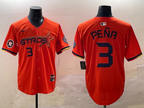 Nike Houston Astros 3 Jeremy Pena Baseball Jersey Orange