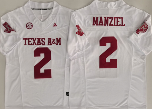 Texas A&M Aggies 2 Johnny Manziel College Football Jersey White Three Dynasties