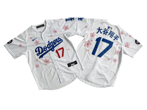 Youth Nike Los Angeles Dodgers  17 大谷翔平 Baseball Jersey White Cherry Blossom Edition