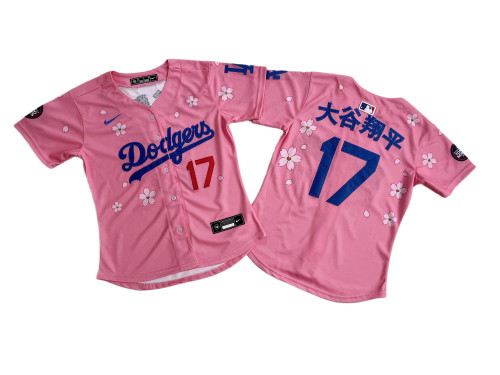 Women Nike Los Angeles Dodgers 17 大谷翔平 Baseball Jersey pink Cherry Blossom Edition