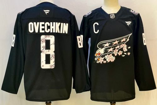 Fanatics Washington Capitals 8 Alex Ovechkin Ice Hockey Jersey Black