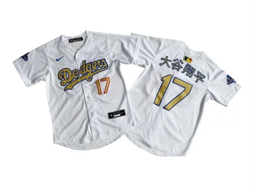 Youth Nike Los Angeles Dodgers  17 大谷翔平 Baseball Jersey White Champion Gold