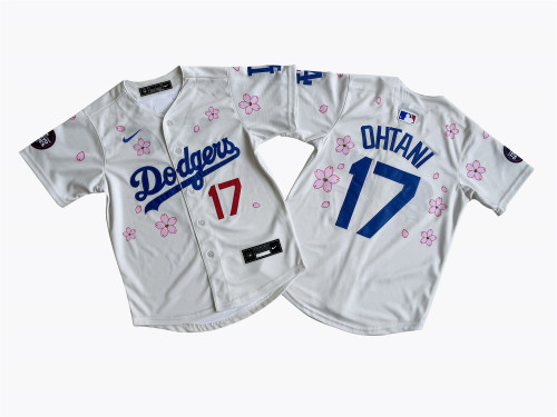 Youth Nike Los Angeles Dodgers 17 Shohei Ohtani Baseball Jersey Cream Cherry Blossom Edition