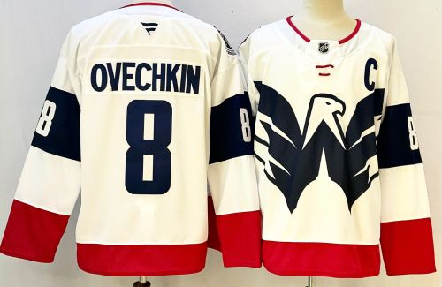Fanatics Washington Capitals 8 Alex Ovechkin Ice Hockey Jersey White