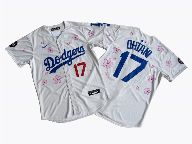 Nike Los Angeles Dodgers 17 Shohei Ohtani Baseball Jersey Beige  Cherry Blossom Edition