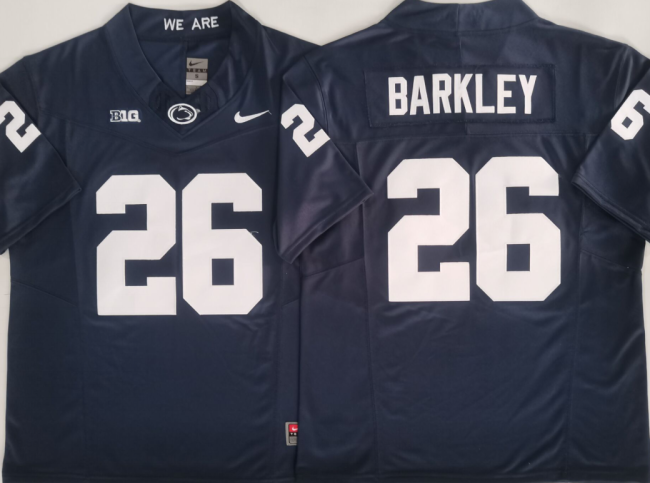 Penn State Nittany Lions 26 Saquon Barkley College Football Jersey Navy Blue Three Dynasties