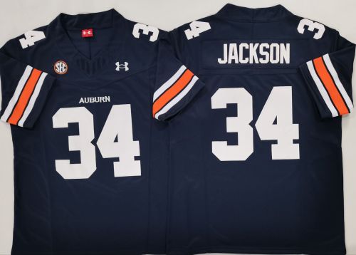 Auburn Tigers 34 Bo Jackson College Football Throwback Jersey Navy Blue Three Dynasties