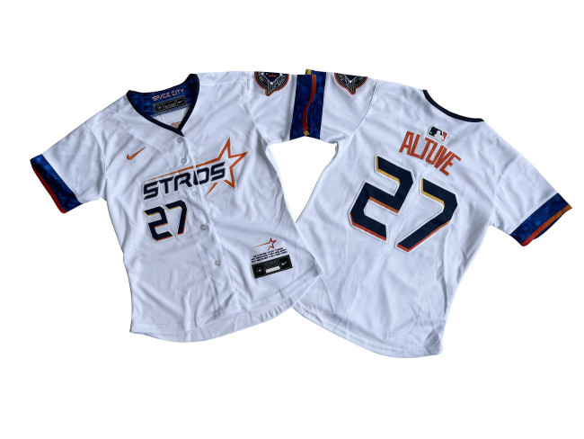 Women Nike Houston Astros 27 Jose Altuve Baseball Jersey White