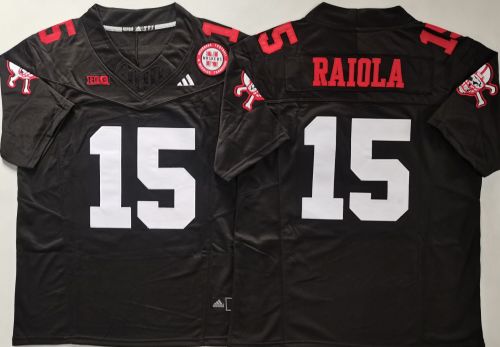 Nebraska Huskers 15 Dylan Raiola College Football Jersey Black Three Dynasties