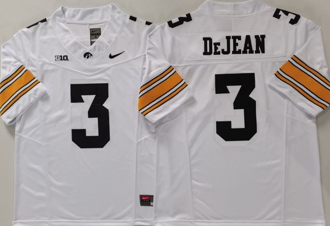 lowa Hawkeyes 3 Cooper Dejean College Football Jersey White Three Dynasties
