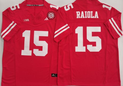Nebraska Huskers15 Dylan Raiola College Football Jersey Red Three Dynasties