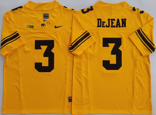 lowa Hawkeyes 3 Cooper Dejean College Football Jersey Yellow Three Dynasties
