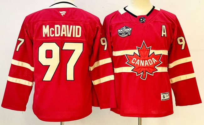 Youth CANADA Fanatics Edmonton Oilers 97 Connor McDavid Ice Hockey Jersey Red