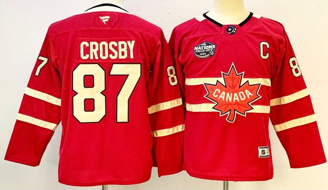 Youth CANADA Fanatics Pittsburgh Penguins 87 Sidney Crosby Ice Hockey Jersey Red