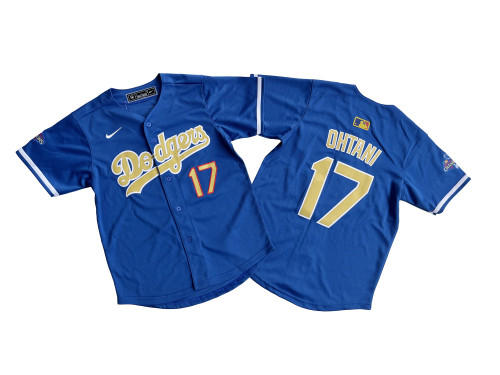 Youth Nike Los Angeles Dodgers 17 Shohei Ohtani Baseball Jersey Blue Champion Gold