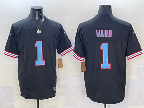 Tennessee Titans 1 Cameron Ward Football Jersey Navy Black Three Dynasties