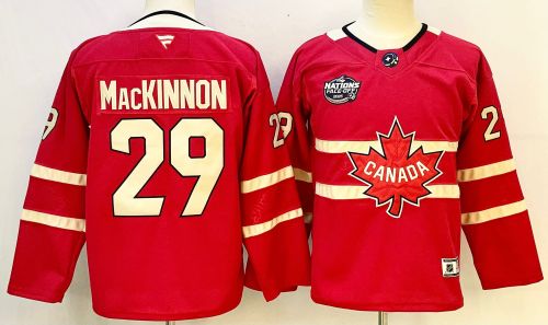 Youth CANADA Fanatics Edmonton Oilers 29 Mackinnon Ice Hockey Jersey Red