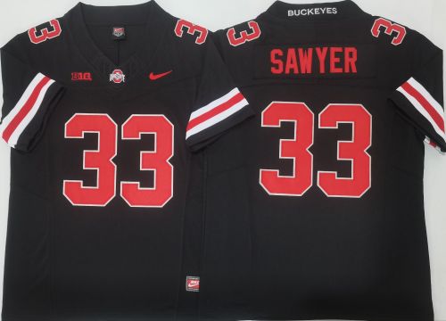 Ohio State 33 Jack Sawyer College Football Jersey Black Three Dynasties