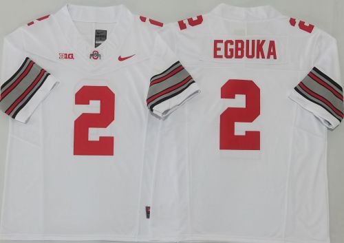 Ohio State 2 Emeka Egbuka College Football Jersey White Three Dynasties