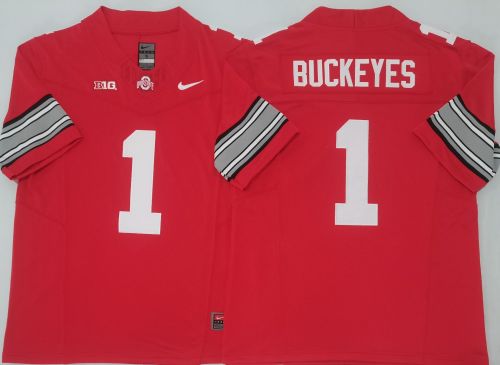 Ohio State1 BUCKEYES College Football Jersey Red Three Dynasties