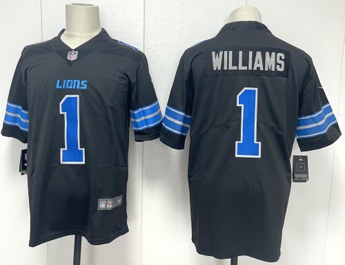 Detroit Lions 1 Jameson Williams Football Jersey Legend Black