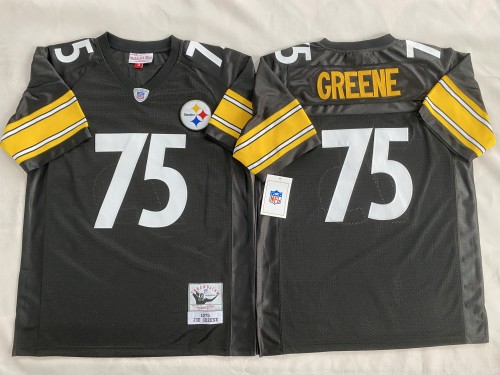 Pittsburgh Steelers 75 Joe Greene Football Jersey Black Retro
