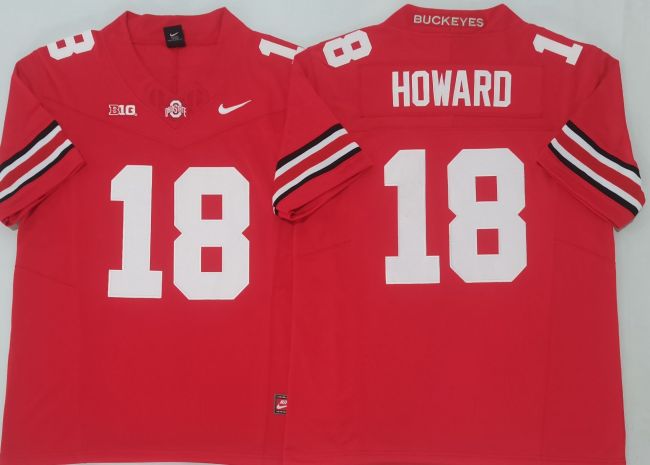 Ohio State 18 Will Howard College Football Jersey Red Three Dynasties