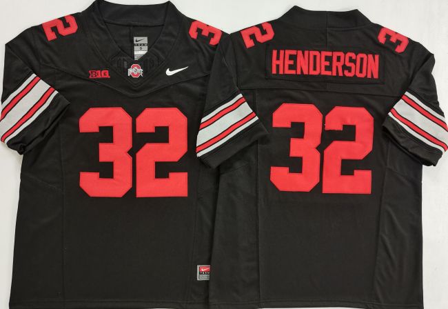 Ohio State 32 TreVeyon Henderson College Football Jersey Black Three Dynasties