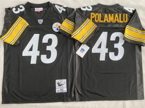 Pittsburgh Steelers 43 Troy Polamalu Football Jersey Black Retro
