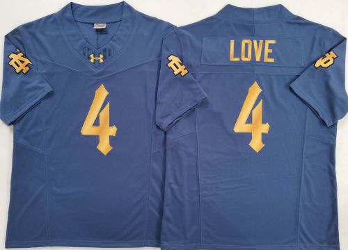 Norte Dame Fighting Irish 4 Jeremiyah Love College Football Jersey Navy Blue Three Dynasties