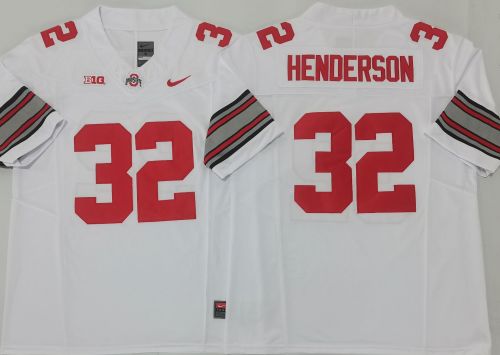 Ohio State 32 TreVeyon Henderson College Football Jersey White Three Dynasties