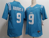 Ole Miss Rebels 9 Tre Harris III College Football Jersey Blue Three Dynasties