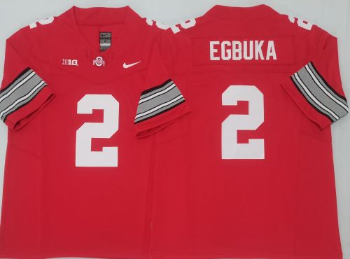 Ohio State 2 Emeka Egbuka College Football Jersey Red Three Dynasties