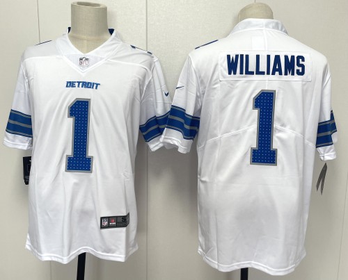 Detroit Lions 1 Jameson Williams Football Jersey Legend White