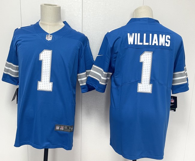 Detroit Lions 1 Jameson Williams Football Jersey Legend Blue