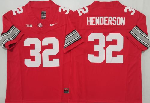 Ohio State 32 TreVeyon Henderson College Football Jersey Red Three Dynasties