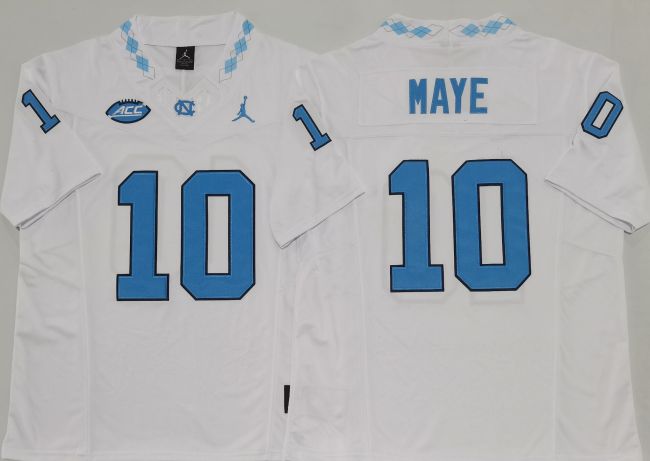 North Carolina 10 Drake Maye Limited College Basketball Jersey White Three Dynasties