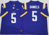 LSU Tigers 5 Jayden Daniels Coolege Football Jersey Purple Three Dynasties