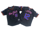 New York Mets 12 Francisco Lindor Baseball Jersey Black retro