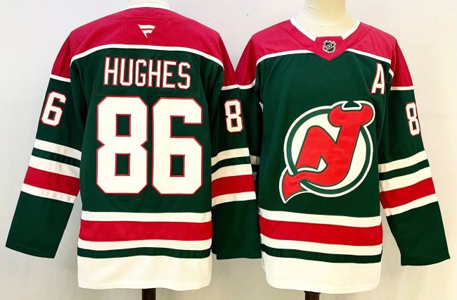 Fanatics New Jersey Devils 86 Jack Hughes Ice Hockey Jersey Green