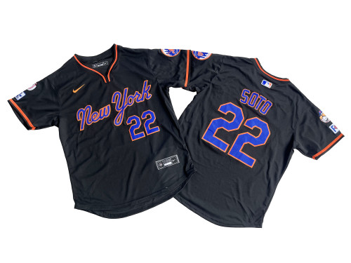 New York Mets 22 Juan Soto Baseball Jersey Black retro