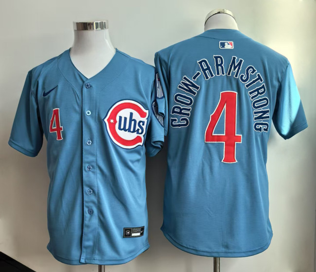 Nike Chicago Cubs 4 Pete Crow-Armstrong Baseball Jersey light blue